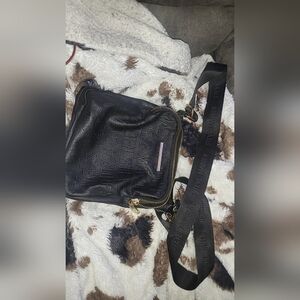 Steve Madden Black Leather Crossbody with Embossed Logo